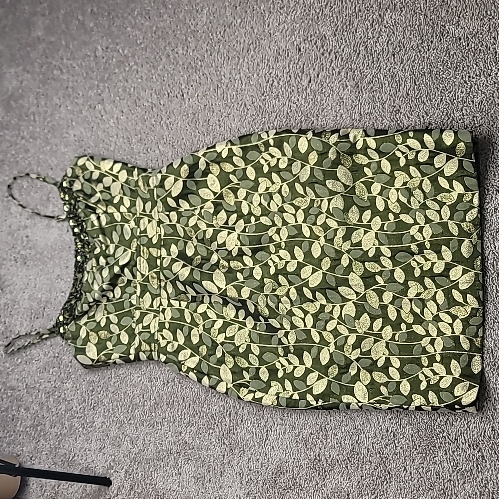 Maggy London Strappy Gold/Olive Green Cocktail Dress - 4
